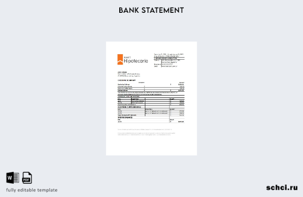 скачать цифровую версию шаблона Excel выписки из банка Аргентины Banco Hipotecar